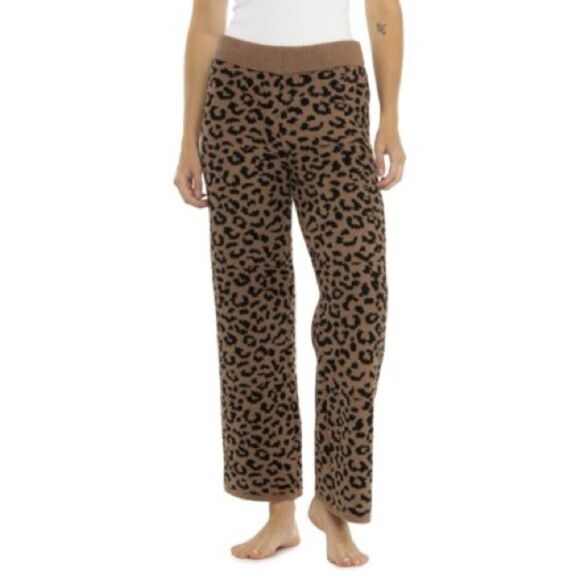 cupcakes & cashmere Other - Cupcakes & Cashmere Brown Cheetah Print Cozy Knit Lounge Pants Size Medium